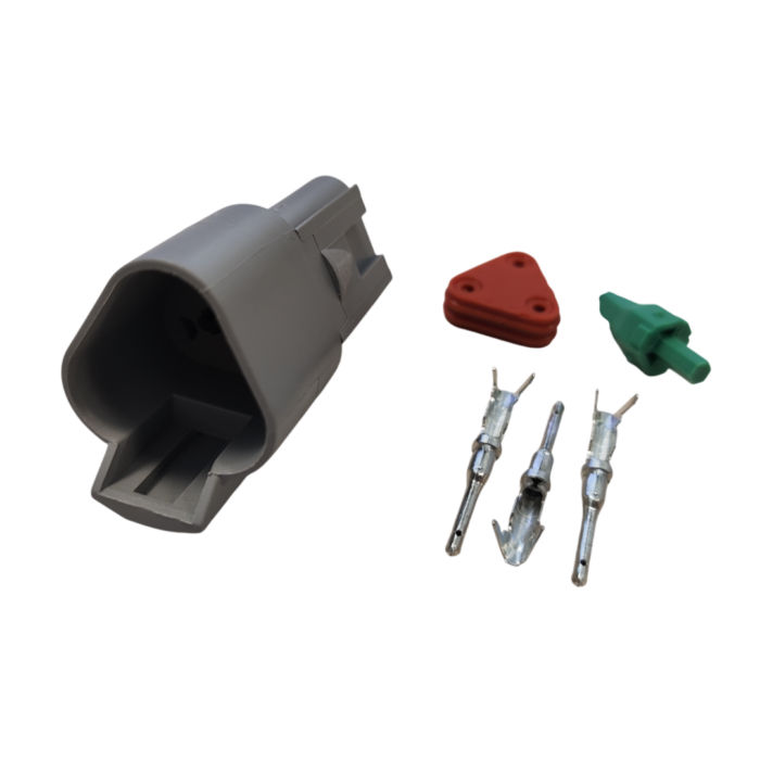 Комплект разъема DT04-3P, 3-pin серый ; (арт: 121-3-09).