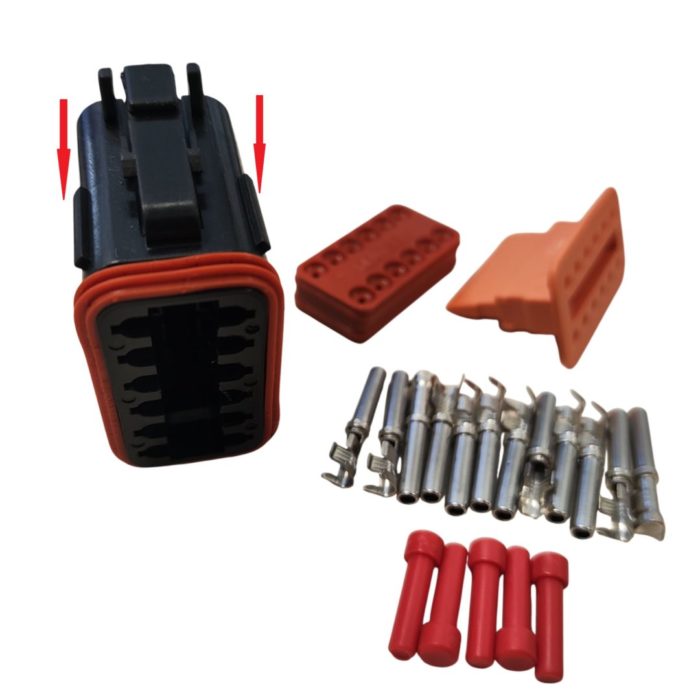 Комплект разъёма DT06-12SB-С015; 12-pin чёрный ; (арт: 120-12-05/12).