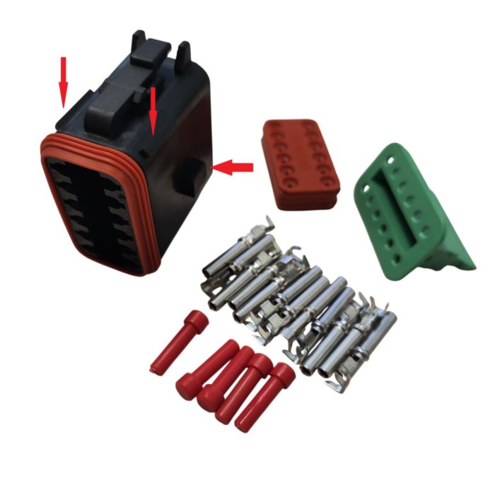 Комплект разъёма DT06-12SB-B016(P012), 12-pin чёрный ; (арт: 120-12-05/11).