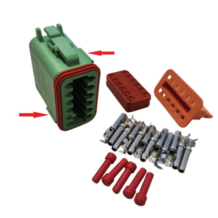 Комплект разъёма DT06-12SC, 12-pin зелёный ; (арт: 120-12-05/2).