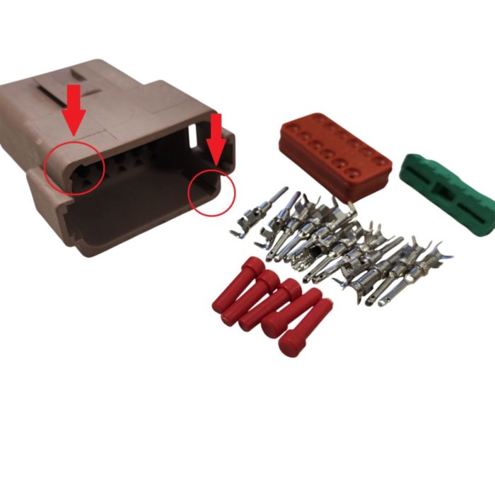 Комплект разъёма DT04-12PD, 12-pin коричневый ; (арт: 121-12-05/3).