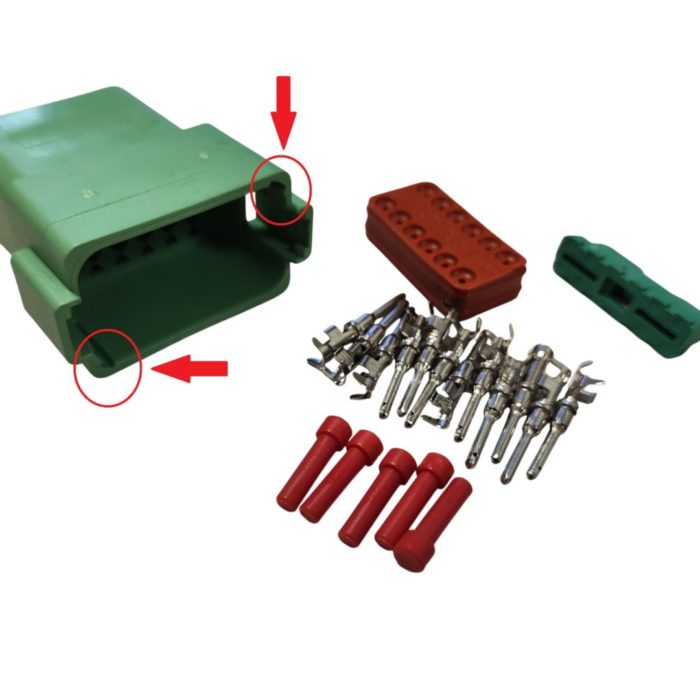 Комплект разъёма DT04-12PС, 12-pin зелёный ; (арт: 121-12-05/2).