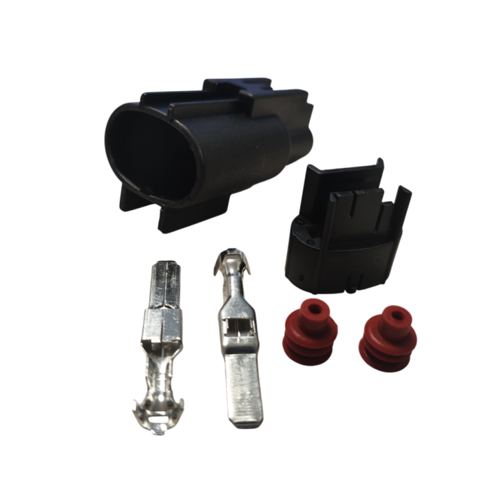 Комплект разъёма 176143-2 Econoseal ; 2-pin male чёрный ; (арт: 121-2-032/1).